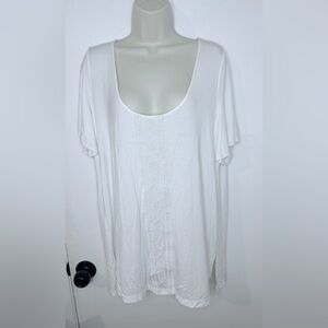 Pol White Oversized Geometric Stitch Pattern Top White NWOT Size Small